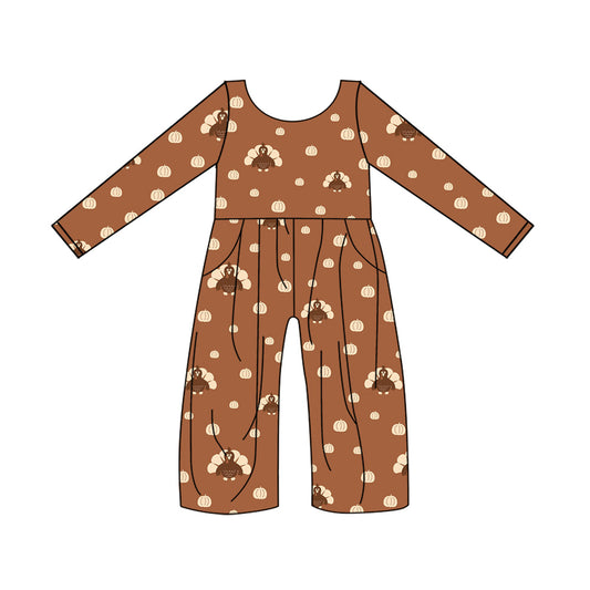 baby girls thanksgiving turkey pumpkin jumpsuit preorder