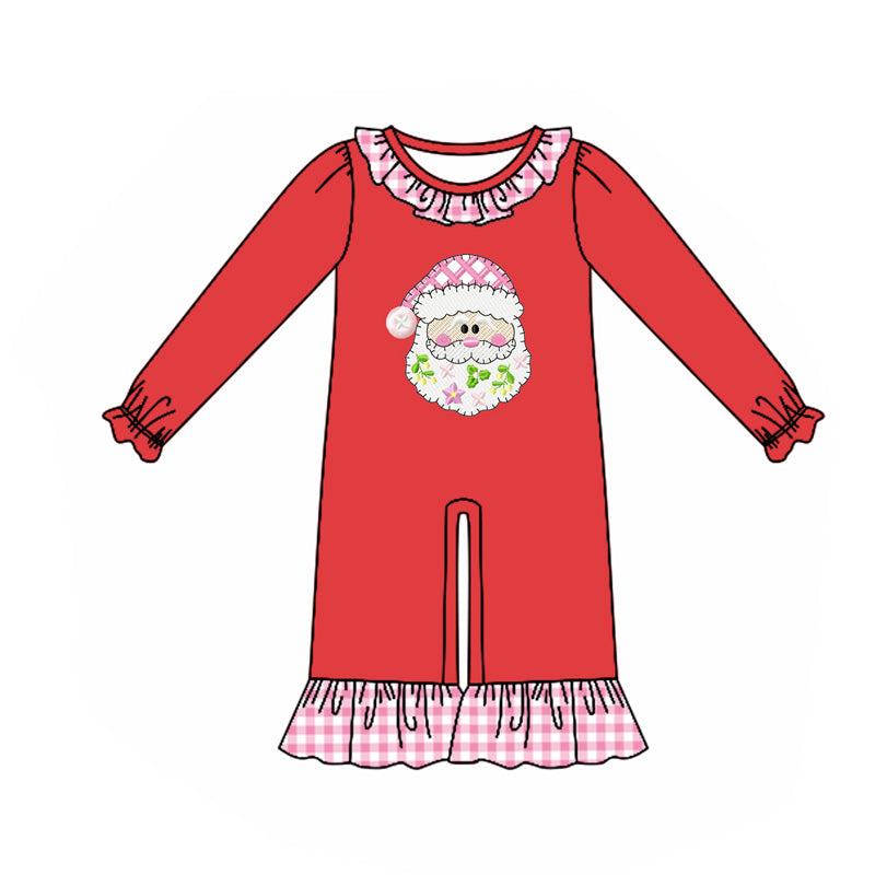 baby girl christmas santa claus long sleeve romper preorder