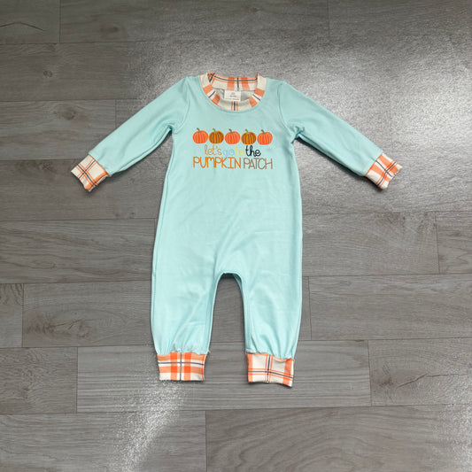 toddle baby boy lets go to the pumpkin romper preorder