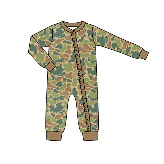 toddle baby girls green camo zip romper preorder