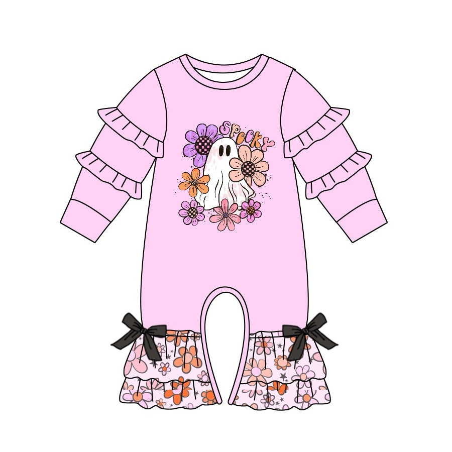 halloween spooky floral long sleeve romper preorder
