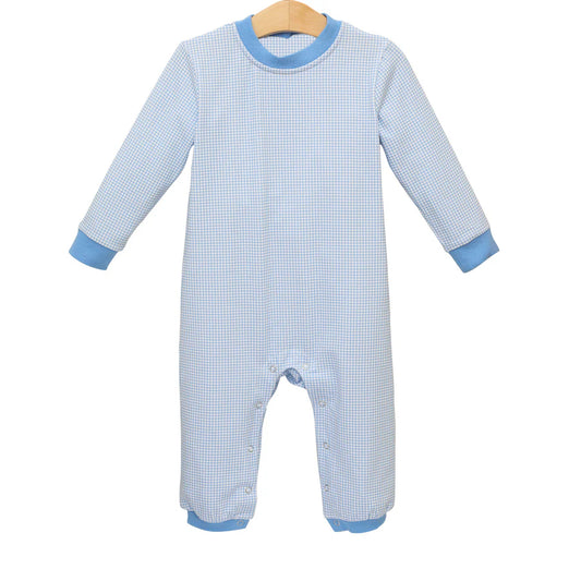 infant baby boy blue plaid romper preorder
