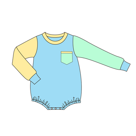 toddle baby boy blue yellow fall winter boutique romper preorder