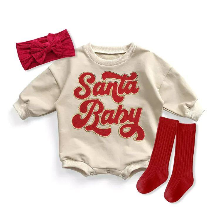 toddle baby christmas santa baby long sleeve romper preorder