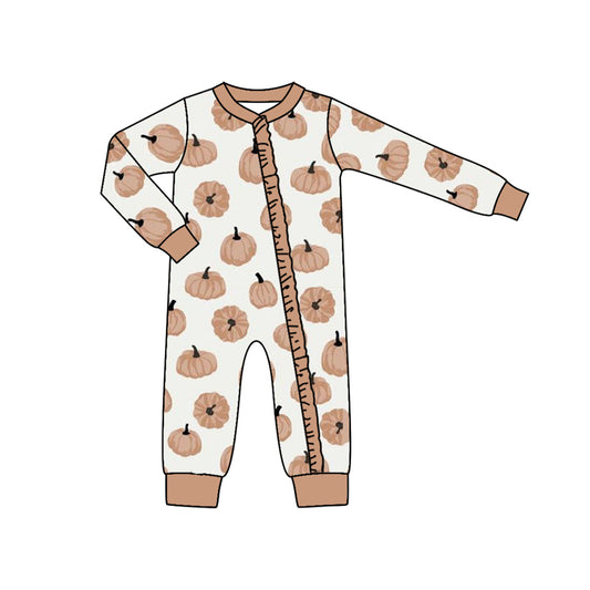 newborn baby girl fall pumpkin zip romper preorder