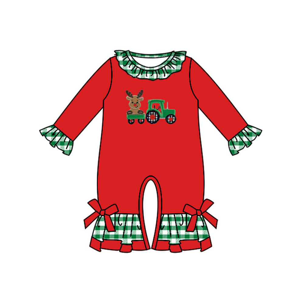 toddle baby girl christmas reindeer truck romper preorder