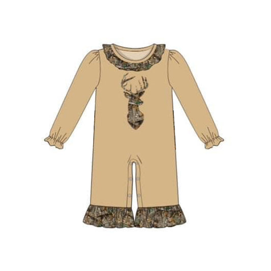 baby girls camo reindeer long sleeve romper preorder