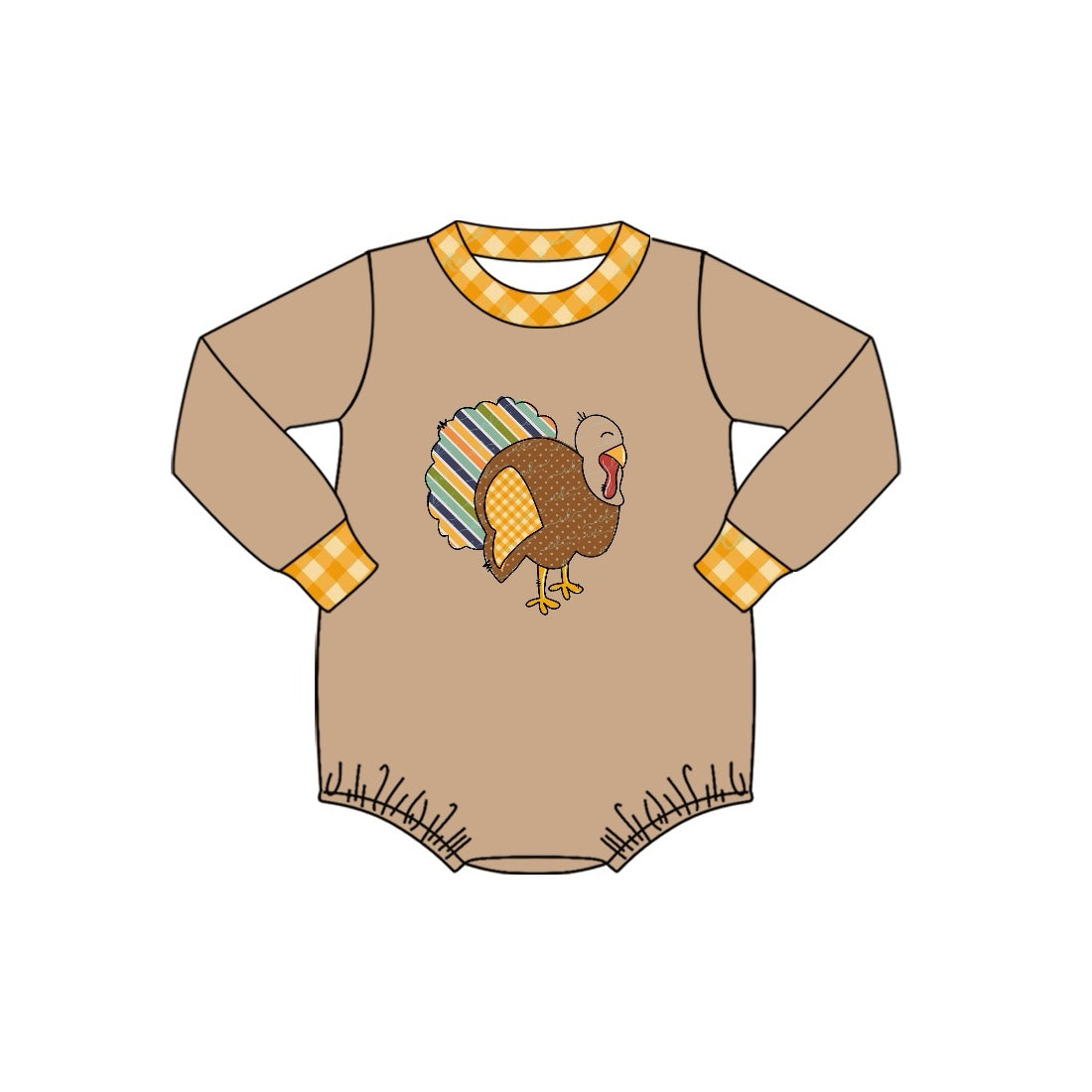 toddle boy thanksgiving turkey long sleeve romper preorder