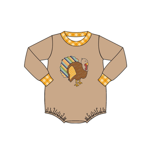 toddle boy thanksgiving turkey long sleeve romper preorder