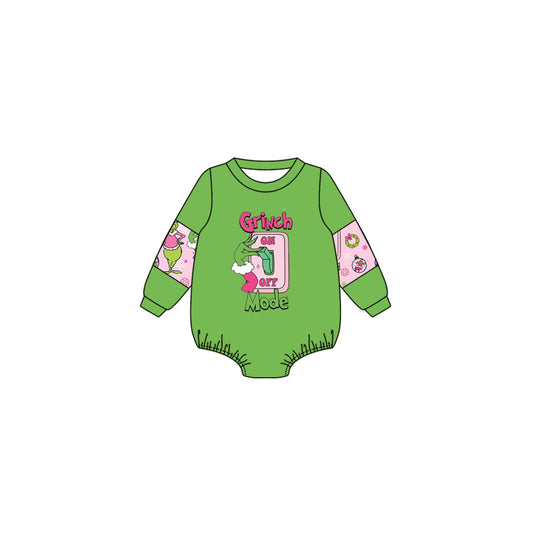 toddle girl christmas green face romper preorder