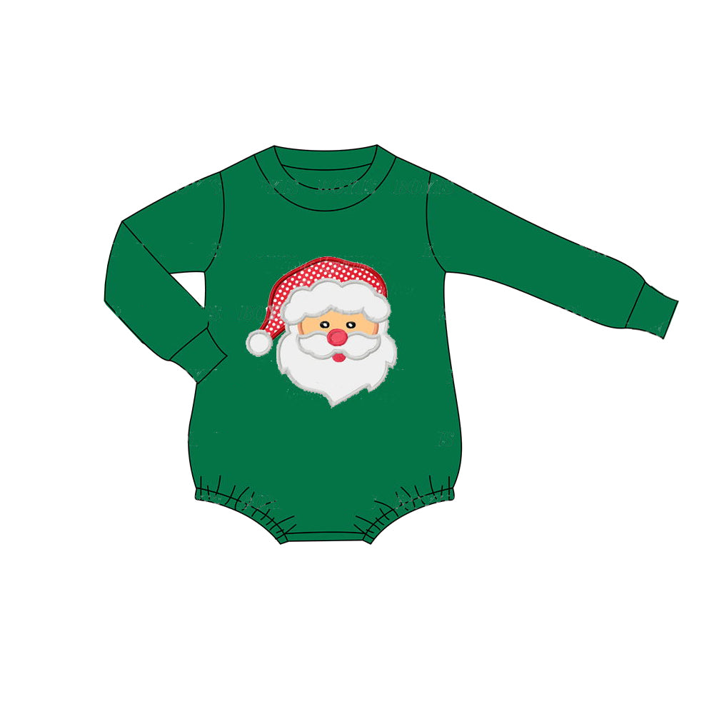 newborn baby boy christmas santa claus green long sleeve holiday romper preorder