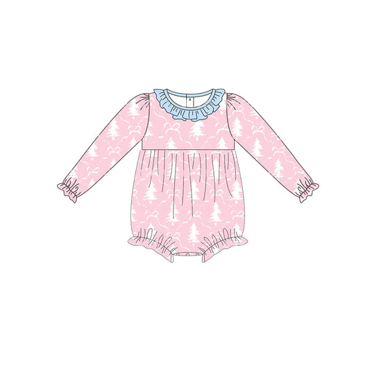 infant toddle girls christmas tree pink romper preorder