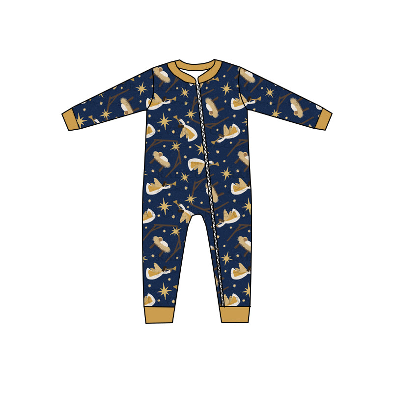toddle baby boy christmas holly night zip romper preorder