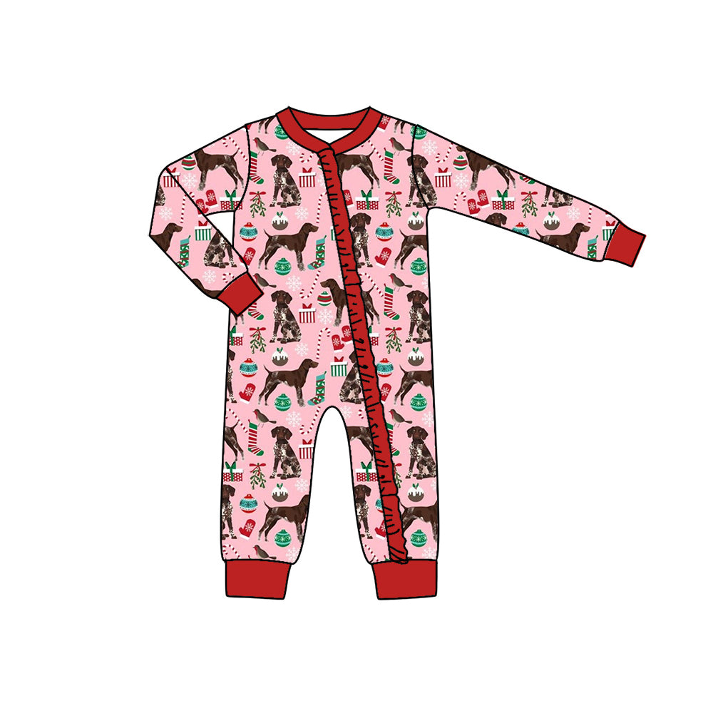 toddle baby girl christmas dog zip romper preorder