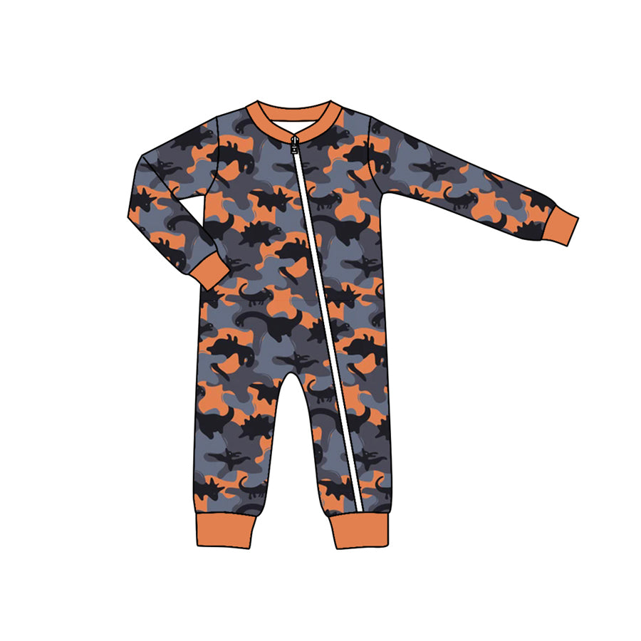 toddle baby boy dinosaur camo zip romper preorder