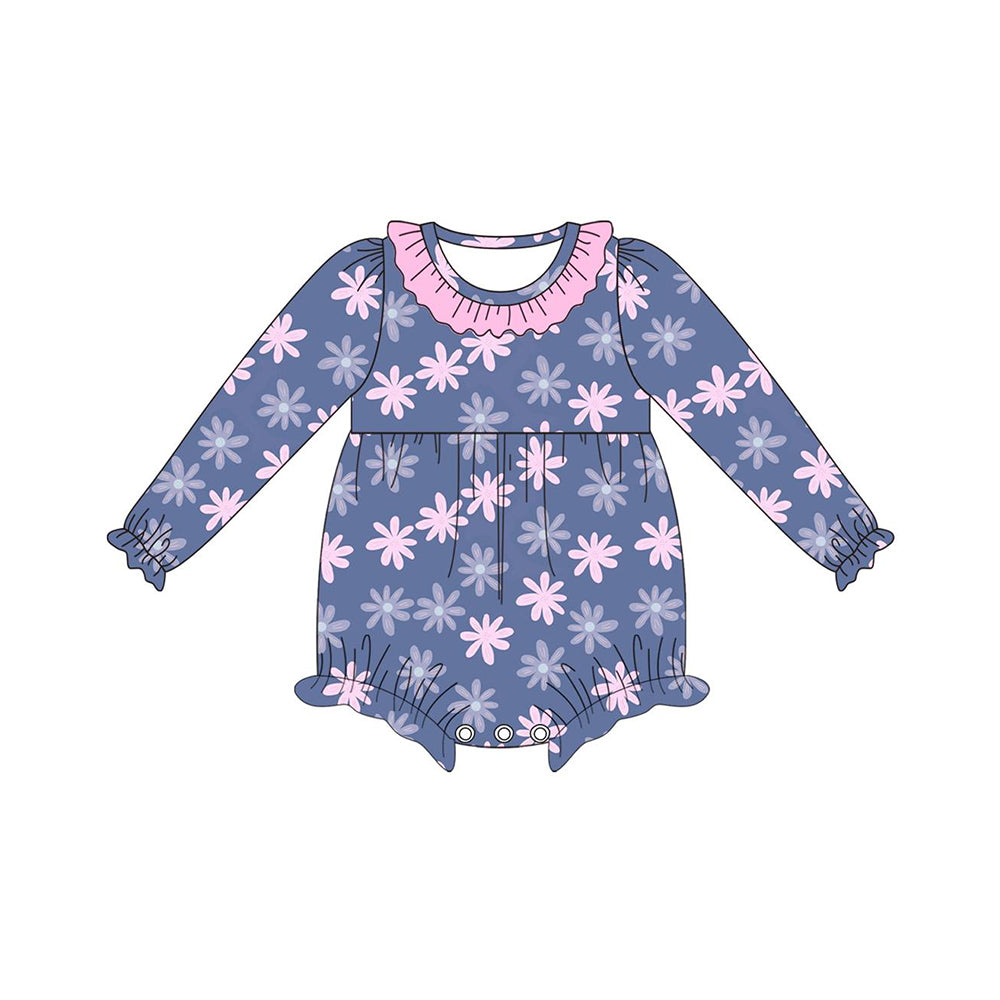 toddle baby girl pink flower long sleeve romper preorder