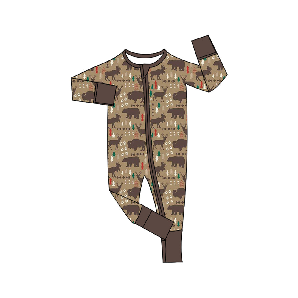 Christmas tree reindeer toddle baby boy long sleeve zip romper preorder