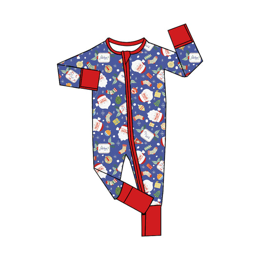 baby boy Christmas Santa Claus socks print zip romper preorder