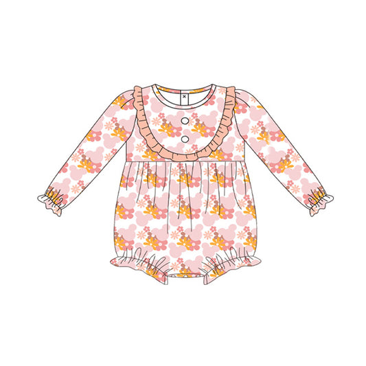 flower girls cartoon long sleeve  boutique romper preorder
