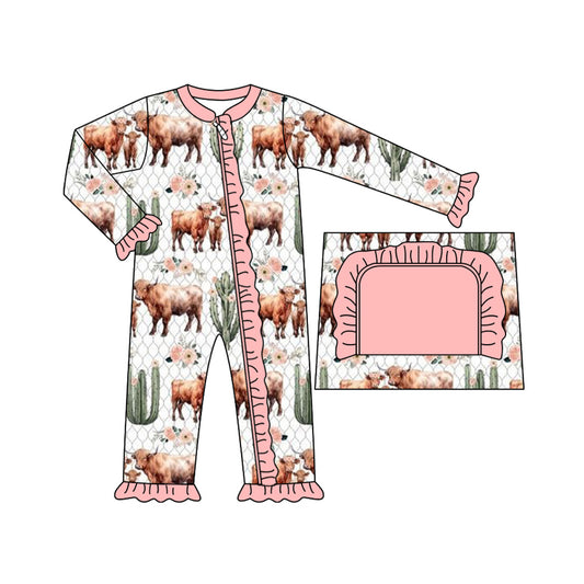 cowgirl western cactus zip romper preorder