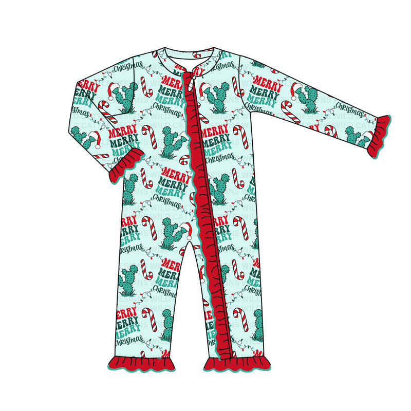Cowgirl Merry Christmas long sleeve zip romper preorder
