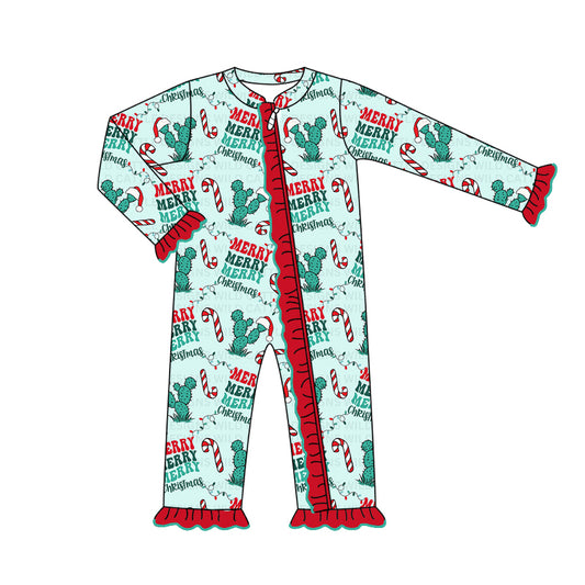 Cowgirl Merry Christmas long sleeve zip romper preorder