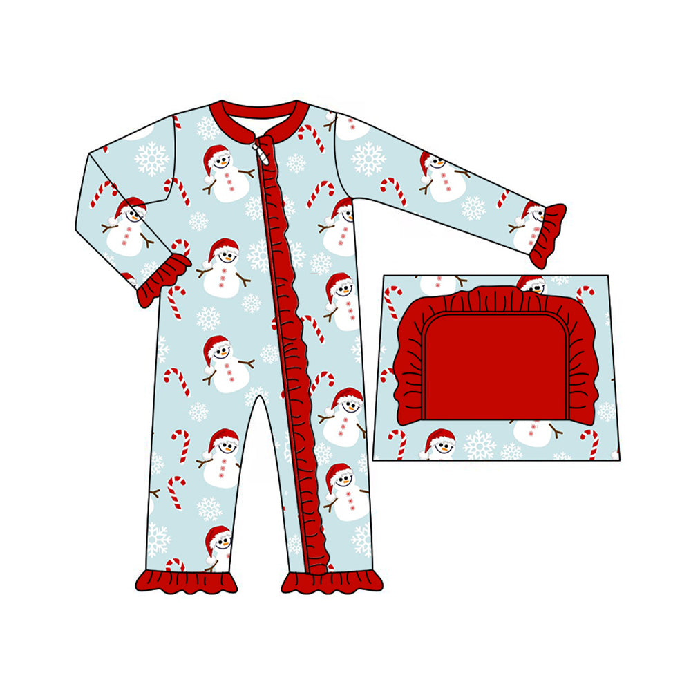 Toddle baby Christmas Santa Claus candy cane  zip romper preorder