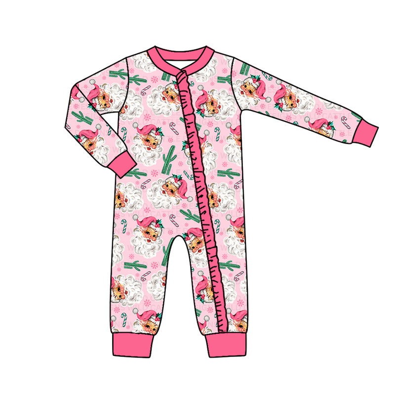 western cowgirl christmas santa claus cactus zip romper preorder