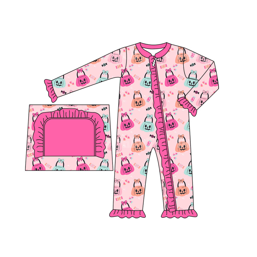 Toddle Baby Girls Colorful Pumpkin Zip Romper Preorder