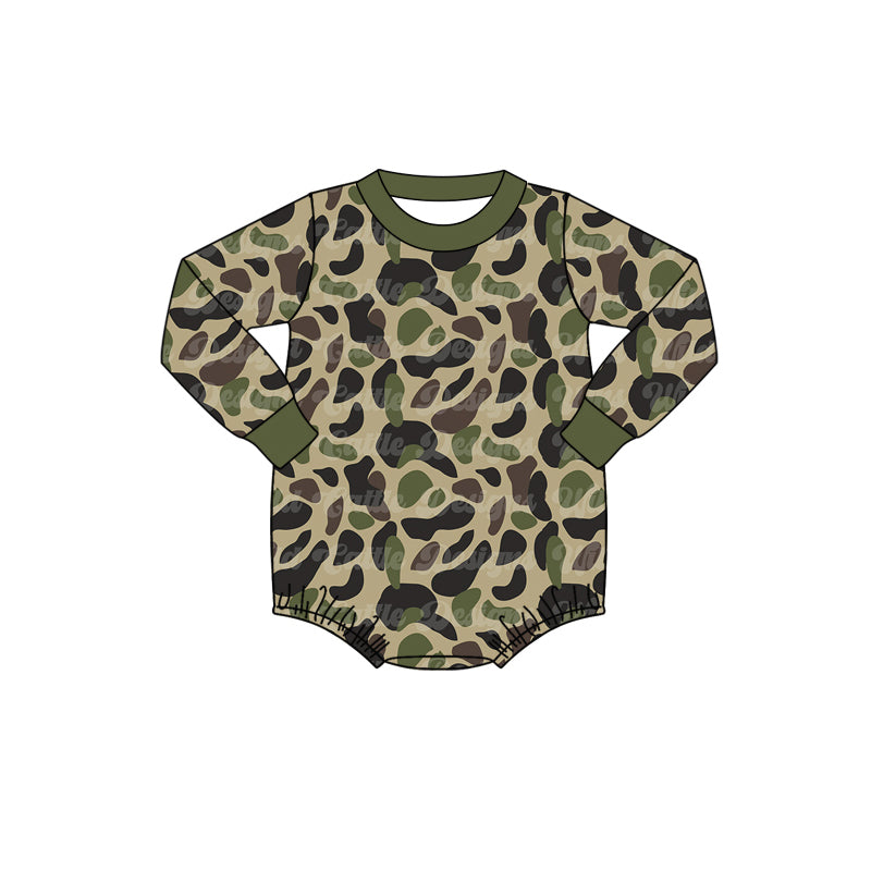 wholesale toddle baby green camo long sleeve romper preorder