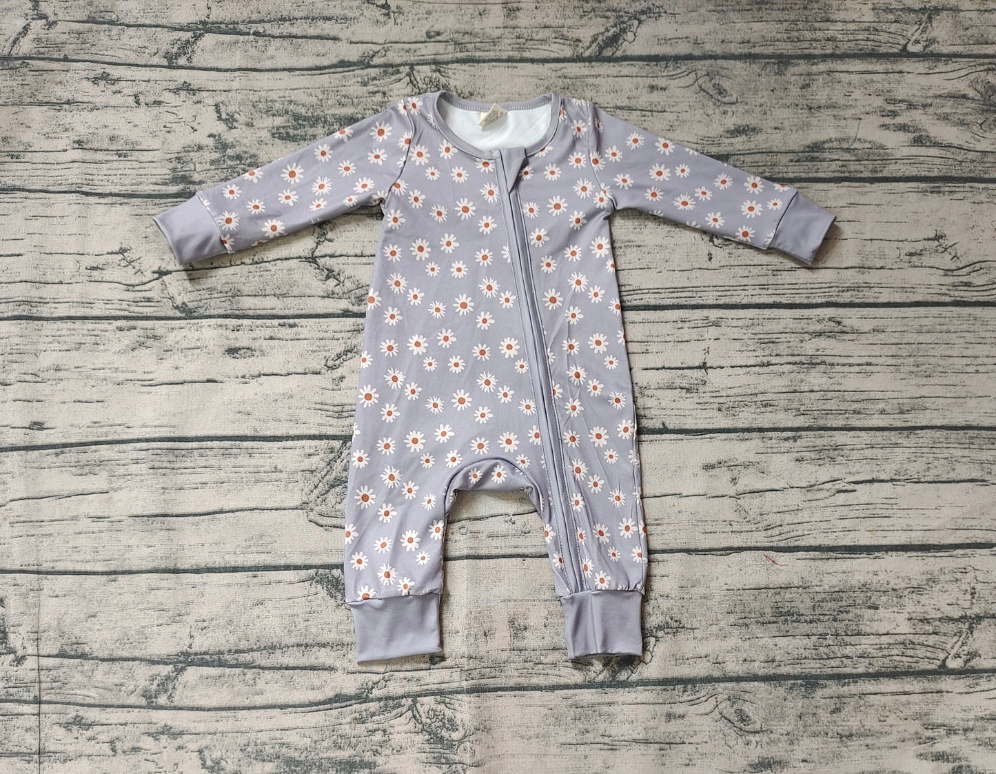 Flower girls long sleeve spring fall zip romper preorder