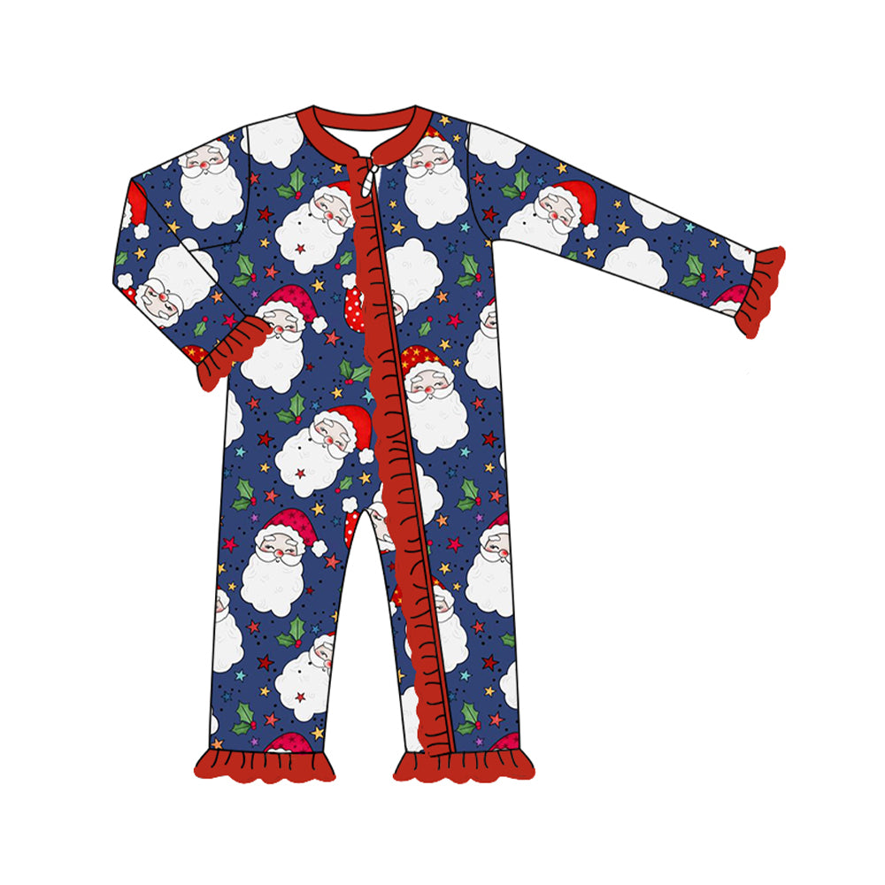 Christmas Santa Claus long sleeve zip romper preorder
