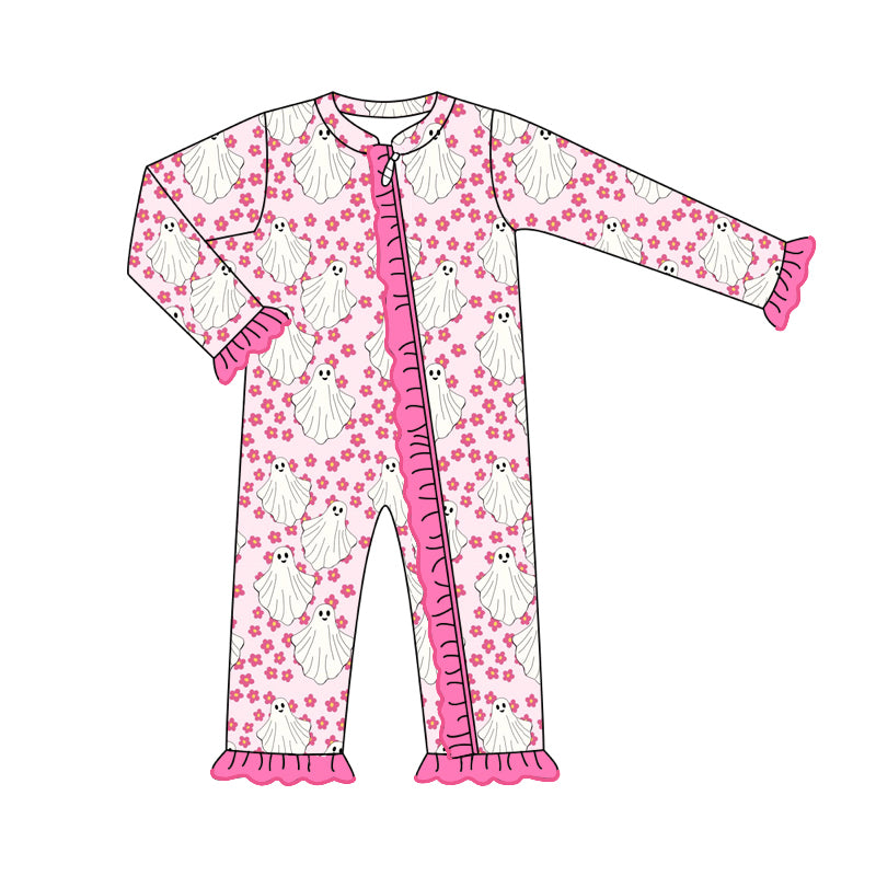 Toddle baby kids pink flower Halloween ghost romper preorder