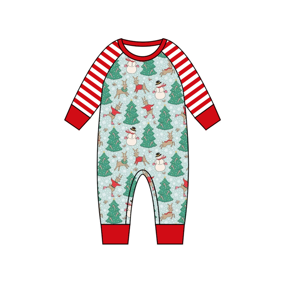 Toddle Boy Christmas tree snowman reindeer long sleeve romper preorder