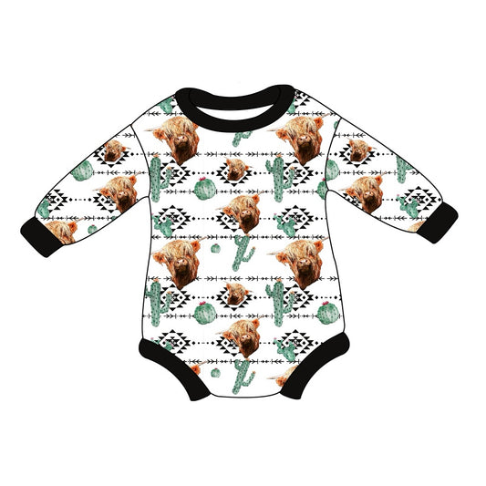cowboy western highland cow top romper preorder