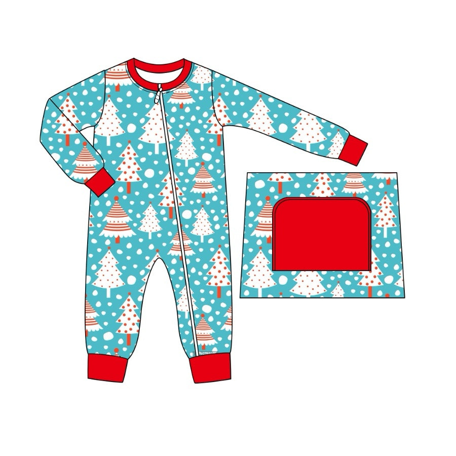 toddle baby boy Chritmas tree fall winter zip romper preorder