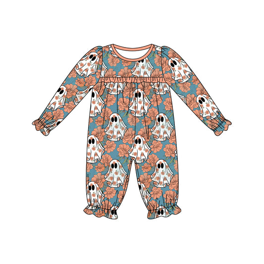 Halloween ghost floral long sleeve romper preorder