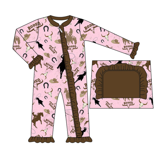 cowgirl western rodeo long sleeve zip romper preorder