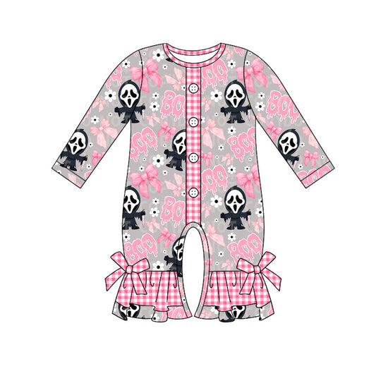 Halloween boo skull long sleeve romper preorder