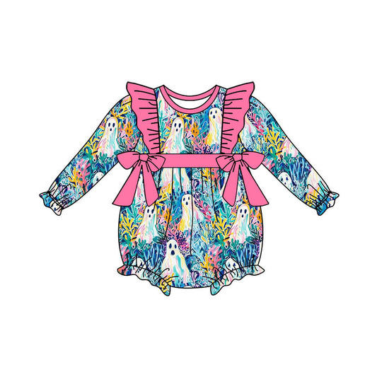 Halloween ghost floral print long sleeve  romper preorder