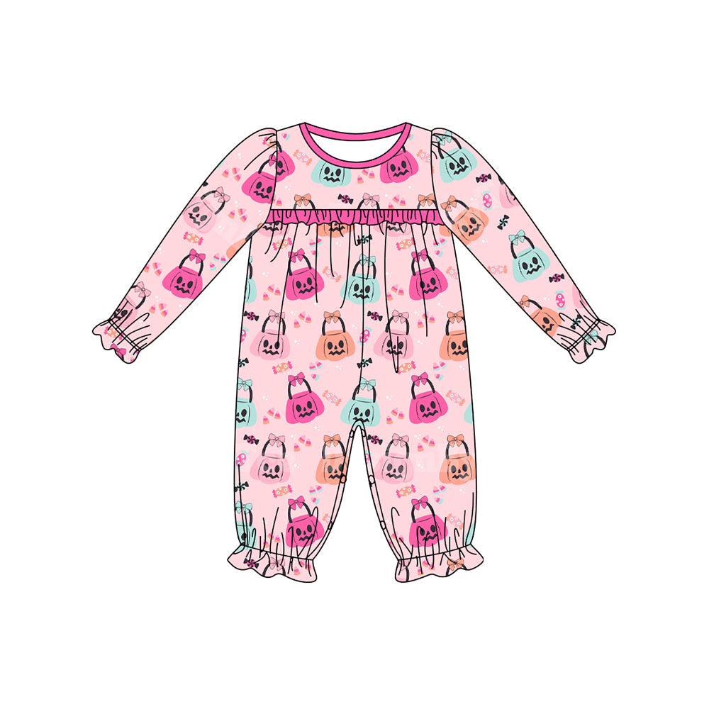 Halloween pumpkin ghost long sleeve zip romper preorder