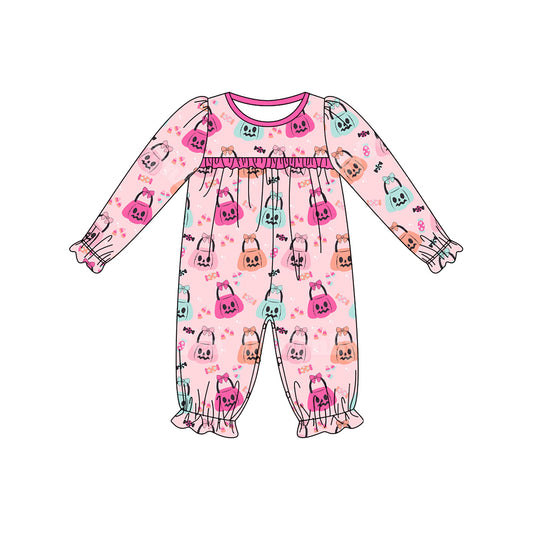 Halloween pumpkin ghost long sleeve zip romper preorder