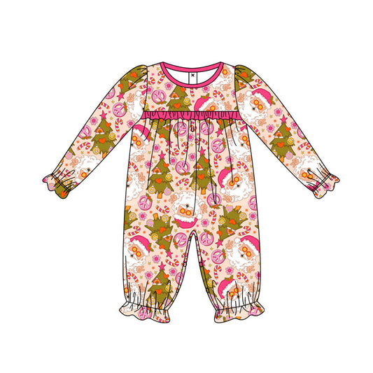 Baby girl Christmas Santa Claus candy cane romper preorder