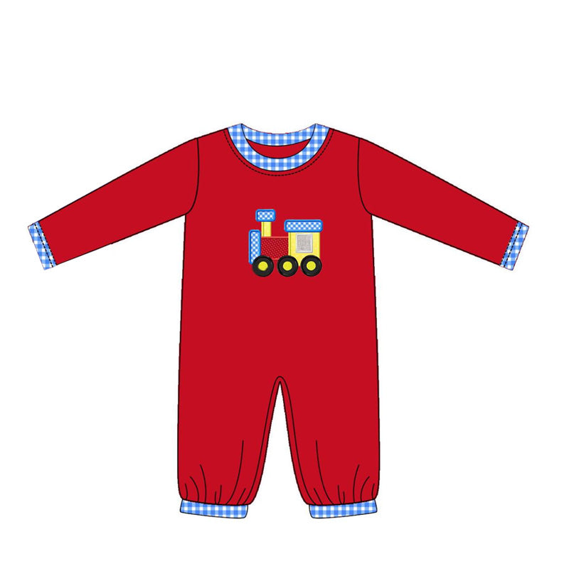 Wholesale kids baby Christmas train design long sleeve romper preorder