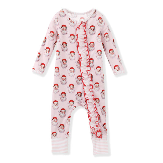 Christmas Santa Claus long sleeve zip romper preorder