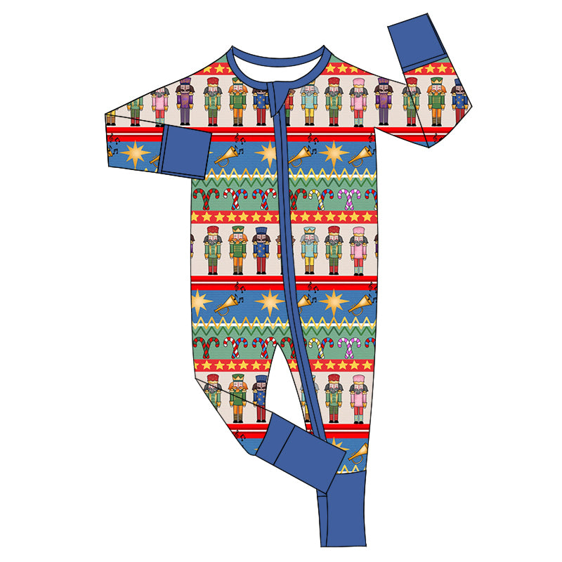Christmas soldier long sleeve zip romper preorder