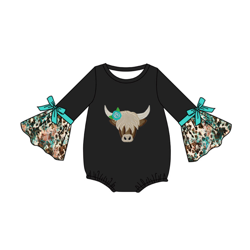 Western cowgirl highland cow romper preorder