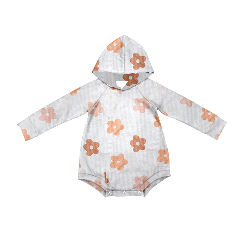 Infant baby girls flower print long sleeve hoodie romper preorder