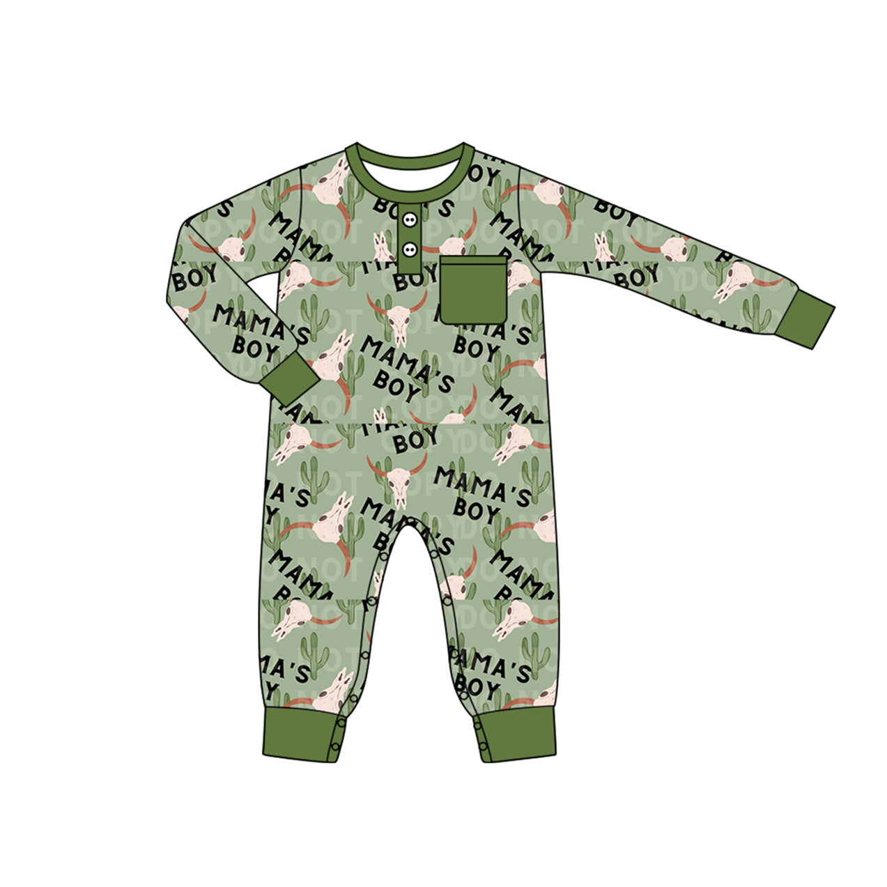 Western mamas boy long sleeve romper preorder