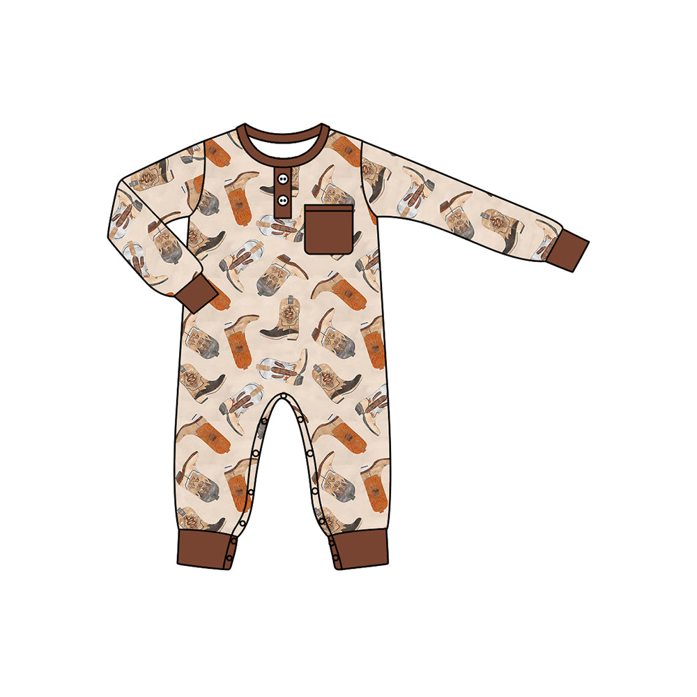 Western cowboy long sleeve zip romper preorder